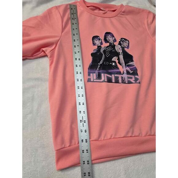 K-Pop Demon Hunters "HUNTRX" Sweatshirt Coral Pink – Youth11/12 - Picture 3 of 6